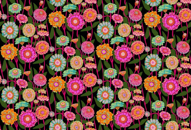 Jumpstart - Zinnia Show in Berry - Anna Maria Textiles (Northcott) (Pre-order: Nov 2025)