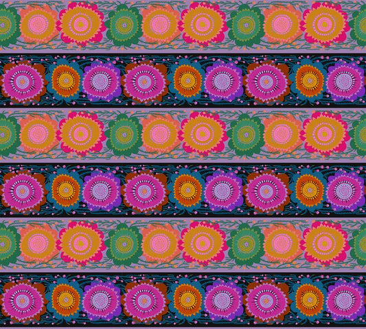 Perennial Borders - Line Dance in Moonlight - Anna Maria Textiles (Northcott)