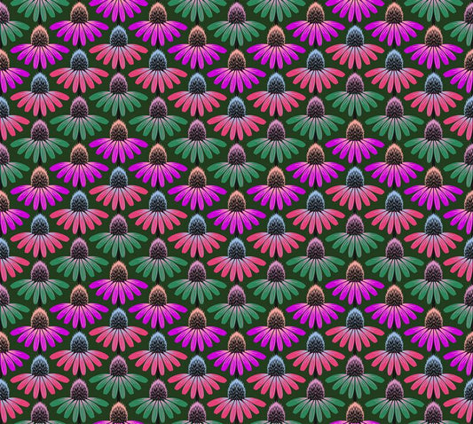 Perennial Borders - Echinacea Rhythm in Forest - Anna Maria Textiles (Northcott)