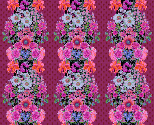 Perennial Borders - Beata's Garden in Plum - Anna Maria Textiles (Northcott)
