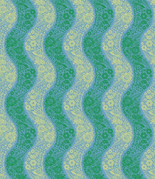 Perennial Borders - Village Path in Sea - Anna Maria Textiles (Northcott)