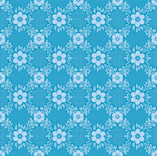 Sunseekers - Embroidery in Cerulean - Anna Maria Textiles (Northcott) (Pre-order: Feb 2027)