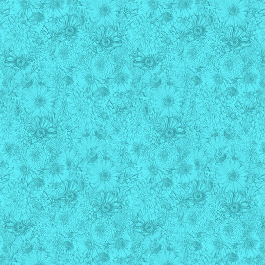 Gentle Rendering - Bounty in Cerulean - Anna Maria Textiles (Northcott) (Pre-order: May 2027)