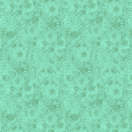 Gentle Rendering - Bounty in Aqua - Anna Maria Textiles (Northcott) (Pre-order: May 2027)