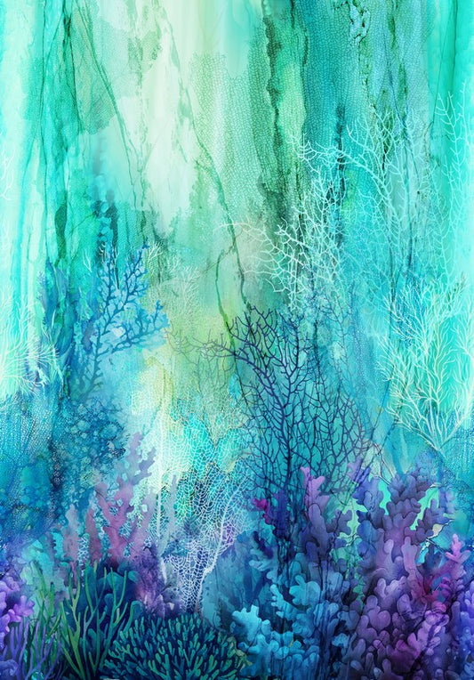 Coral Reef 108" Wide Back - Undersea Ombre in Teal Multi - Deborah Edwards & Melanie Samra - Northcott (Pre-order: May 2026)