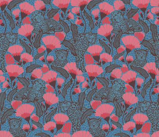Mosaic Menagerie 108" Wide Back - Cheetah Cloth in Prussian - Anna Maria Textiles (Northcott) (Pre-order: Dec 2026)