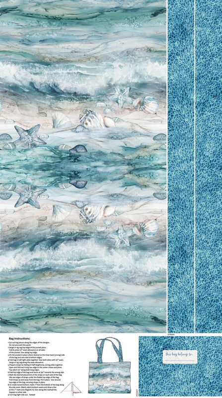 Sea Breeze Canvas - Bag Panel in Pale Blue -  Deborah Edwards & Melanie Samra - Northcott
