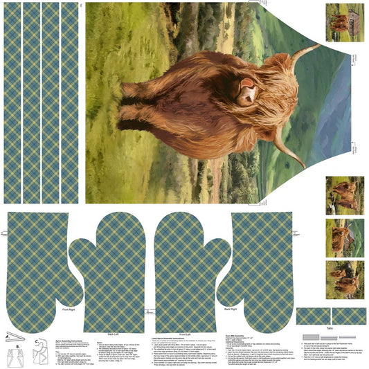 Highland Home - Apron PANEL in Green Multi - Jason Kirk - Northcott