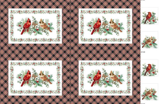 Home For Christmas - CANVAS Placemats Panel in White - Deborah Edwards - Northcott (Pre-order: June 2026)