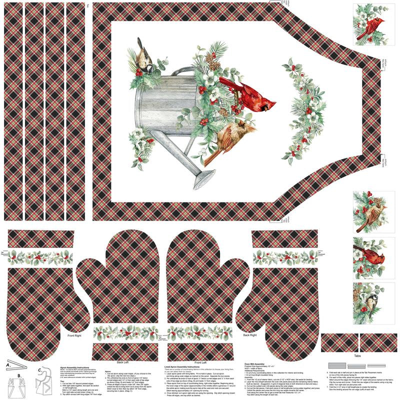 Home For Christmas - CANVAS Apron Panel in White - Deborah Edwards - Northcott (Pre-order: June 2026)