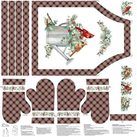 Home For Christmas - CANVAS Apron Panel in White - Deborah Edwards - Northcott (Pre-order: June 2026)