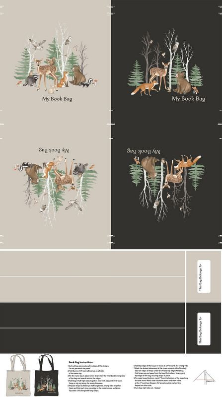 Tanglewood - Tote PANEL in Black - Deborah Edwards - Northcott (Pre-order: Sept 2026)