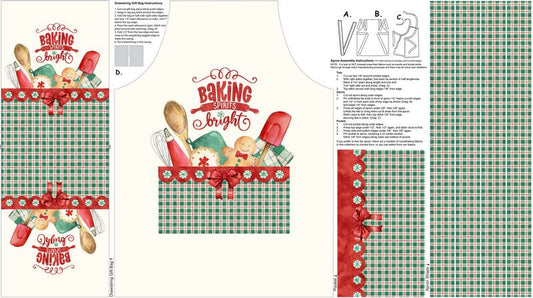 Baking Spirits Bright - Kids Apron PANEL in Ceam - Deborah Edwards & Melanie Samra - Northcott (Pre-order: Jun 2027)