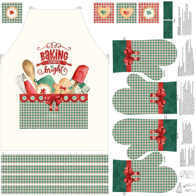 Baking Spirits Bright - Adult Apron PANEL in Ceam - Deborah Edwards & Melanie Samra - Northcott (Pre-order: Jun 2027)