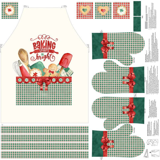 Baking Spirits Bright - Adult Apron PANEL in Ceam - Deborah Edwards & Melanie Samra - Northcott (Pre-order: Jun 2027)