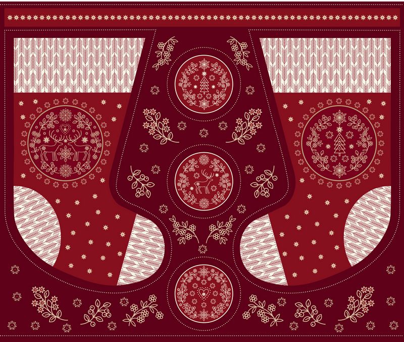 Saariselka - STOCKING PANEL 68900 in Red - Lewis & Irene - Dinkydoo Fabrics