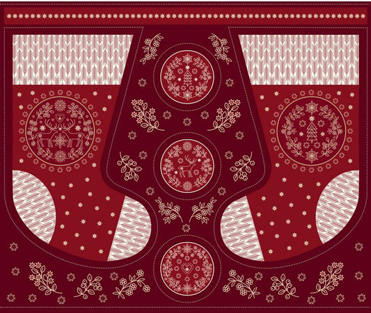 Saariselka - STOCKING PANEL 68900 in Red - Lewis & Irene - Dinkydoo Fabrics