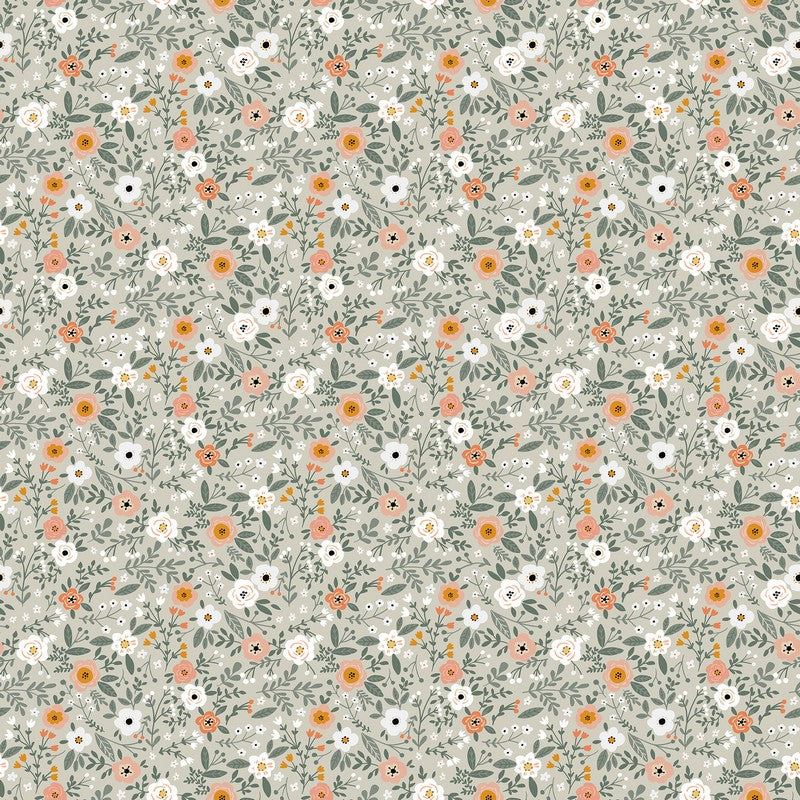 Blooming Tales CORDUROY - Modern Roses in Sage - Bernadett Urbanovics - FIGO (Northcott) (Pre-order: Jun 2027)