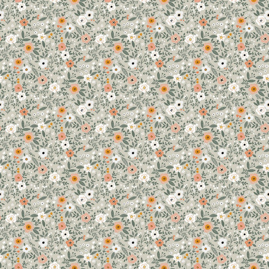 Blooming Tales CORDUROY - Modern Roses in Sage - Bernadett Urbanovics - FIGO (Northcott) (Pre-order: Jun 2027)