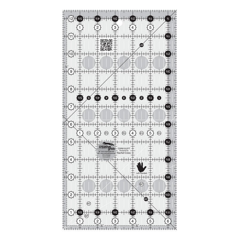 Creative Grids - Left Handed 6.5 x 12.5 Quilt Ruler (Pre-order: Jul 2024)