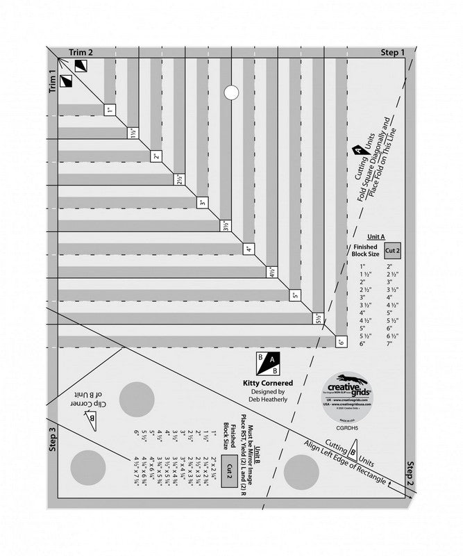 Creative Grids - Kitty Cornered Quilt Ruler (Pre-order: May 2024)