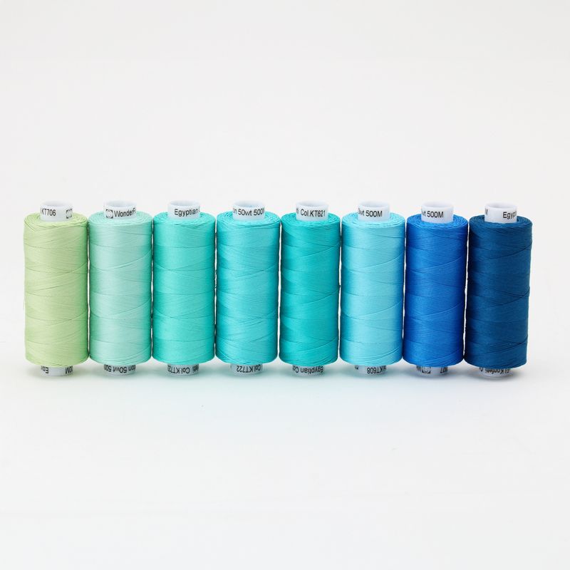Konfetti 8 Pack - Crystal Lagoon - Cotton 50wt 547yd (500m) - WonderFil Specialty Threads (Pre-order: Jan 2026)
