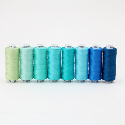 Konfetti 8 Pack - Crystal Lagoon - Cotton 50wt 547yd (500m) - WonderFil Specialty Threads (Pre-order: Jan 2026)