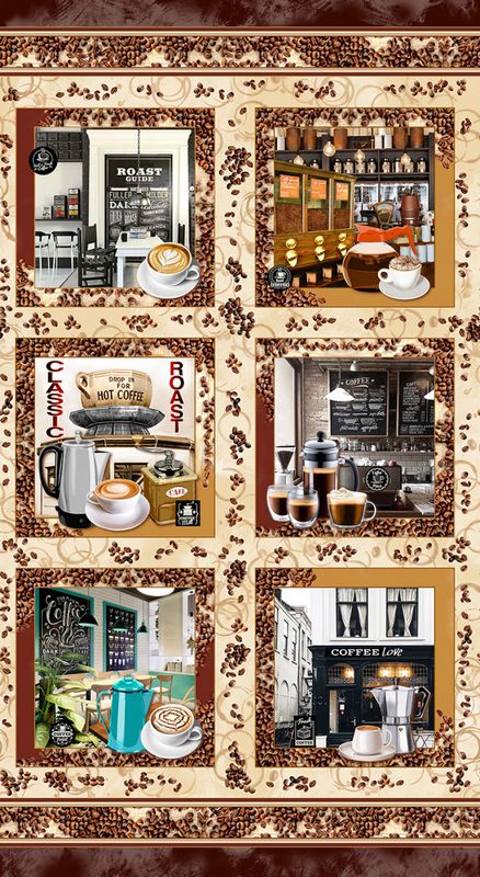 Espresso Yourself - Corner Cafe PANEL in Latte - Michael Miller (Pre-order: Sept 2024)