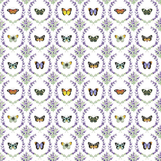 Deborah's Garden - Butterflies in White - Michel Design Works - Northcott