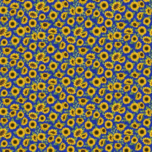 Autumn Gatherings - Sunflowers in Blue Multi - Jennifer Nilsson - Northcott (Pre-order: Apr 2024)
