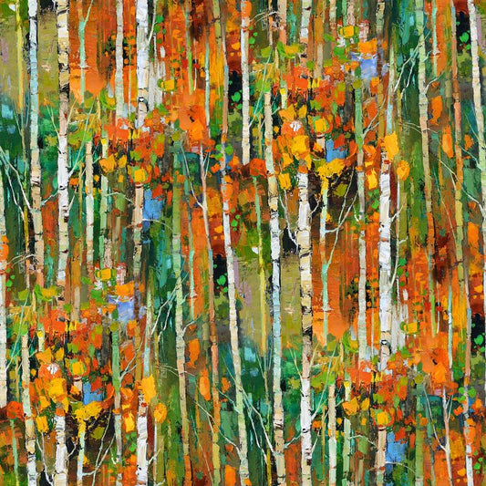 Silent Lake - Autumn Trees in Orange Multi - Iosif Derecichei - Northcott (Pre-order: Aug 2024)