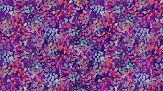 Dragonfly Dance - Leaves in Purple Multi - Deborah Edwards & Melanie Samra - Northcott (Pre-order: Sept 2024)