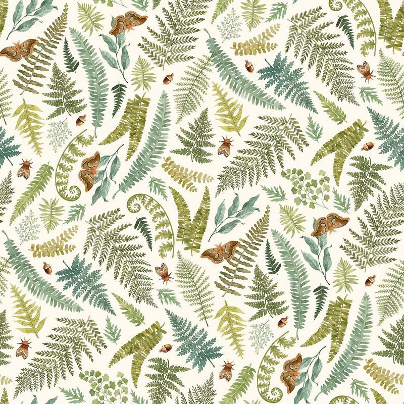 Wild Harvest - Large Ferns in Cream -  Deborah Edwards - Northcott (Pre-order: Aug 2024)