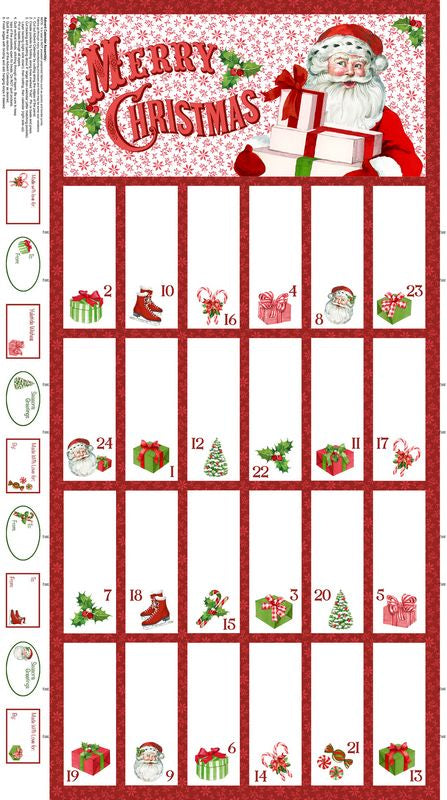 Vintage Christmas - Advent Panel in White Multi - Deborah Edwards - Northcott