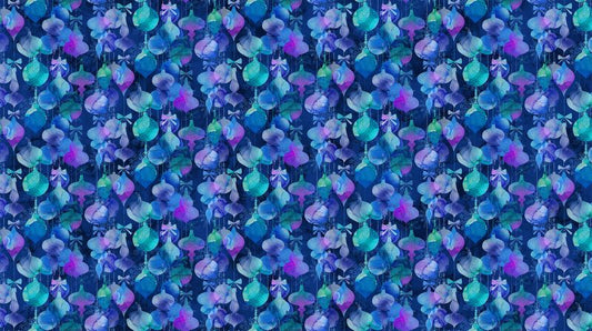 Midwinter Magic - Baubles in Dark Blue Multi - Deborah Edwards & Melanie Samra - Northcott