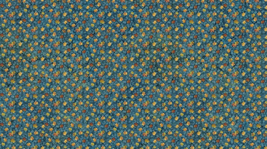 Autumn Woodland - Leaf Toss in Blue Multi - James Meger - Northcott
