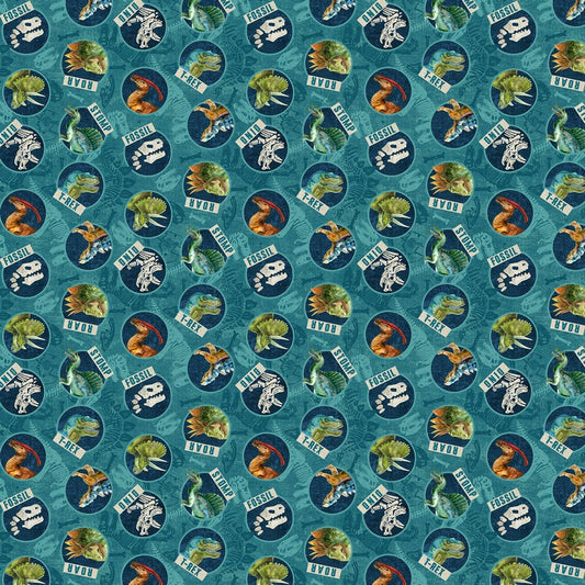 Dino Roar - Dino Head Toss in Teal Multi - Brett Blumenthal - Northcott (Pre-order: Nov 2025)