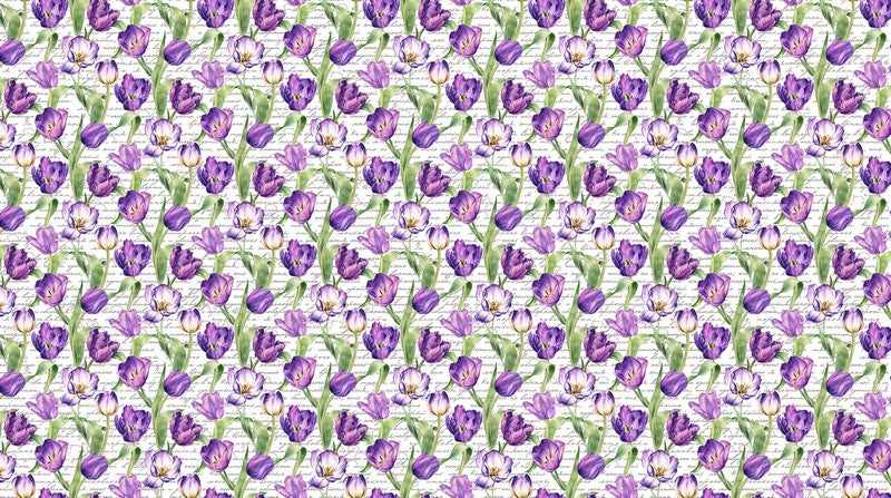 Tulip Garden - Script Tulips in White - Deborah Edwards - Northcott (Pre-order: Mar 2026)