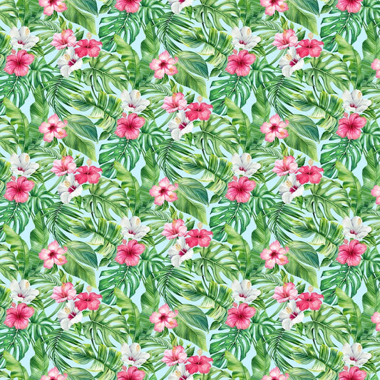 Coastal Breeze - Hibiscus in Turquoise Multi - Northcott (Pre-order: Feb 2026)