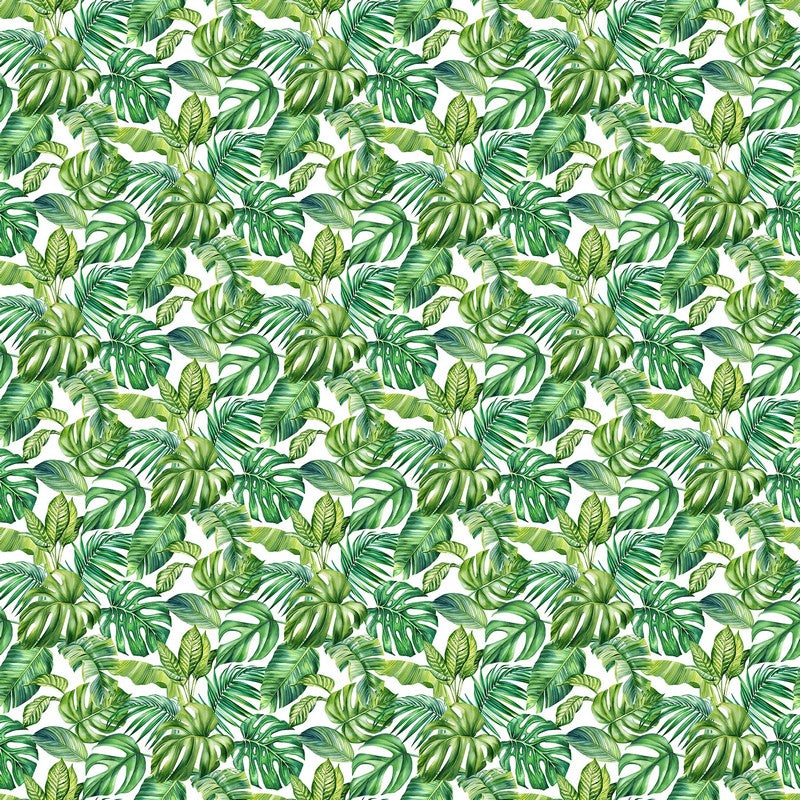Coastal Breeze - Tropical Leaves in White/Green - Northcott (Pre-order: Feb 2026)