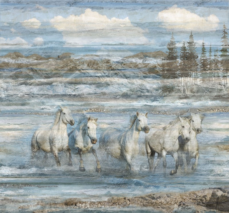 Running Free - Panel in Blue - Deborah Edwards - Northcott