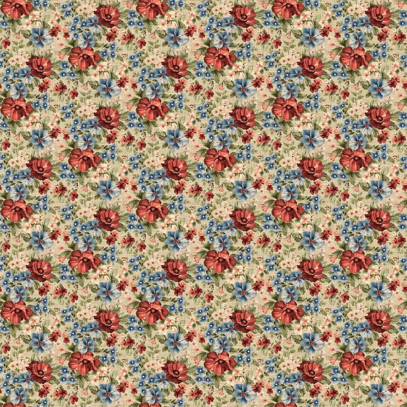 Farmhouse Sampler - Packed Floral in Beige - Deborah Edwards - Northcott (Pre-order: Mar 2026)