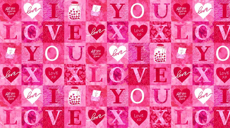 Forever Love - Blocks in Red Multi - Deborah Edwards & Emily Wenk - Northcott