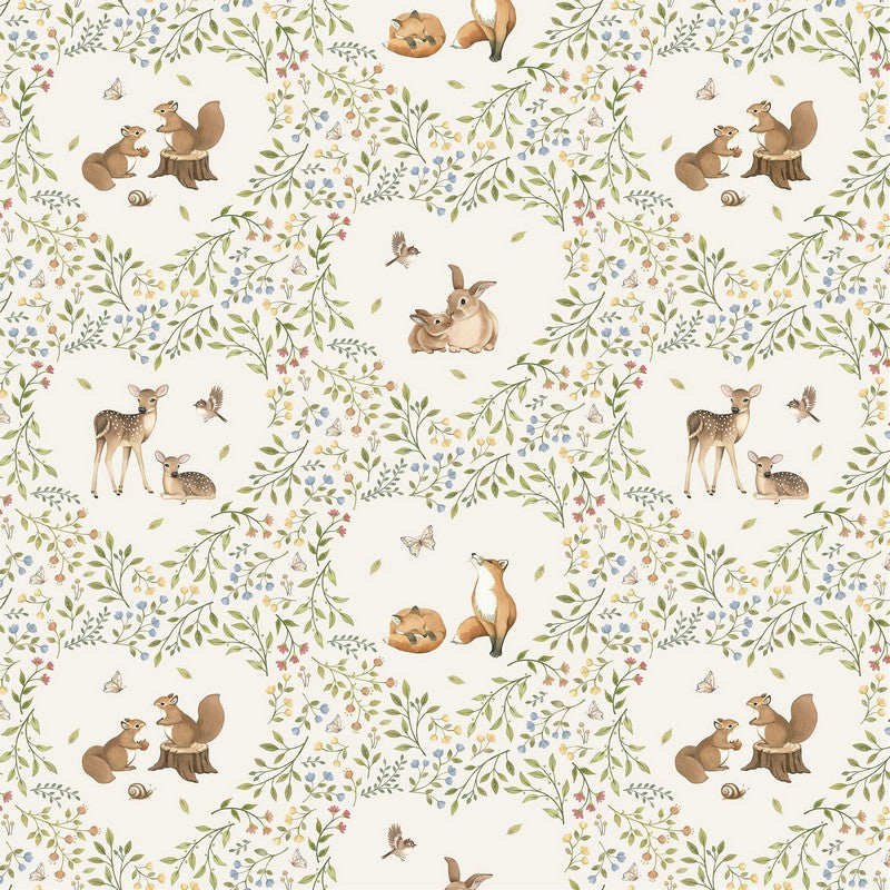 Woodland Heart - Main in Cream Multi - Deborah Edwards & Kathryn Christenson - Northcott (Pre-order: Jan 2026)