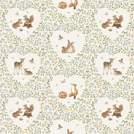 Woodland Heart - Main in Cream Multi - Deborah Edwards & Kathryn Christenson - Northcott (Pre-order: Jan 2026)