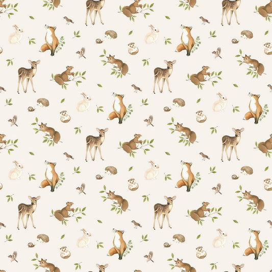 Woodland Heart - Animals in Cream Multi - Deborah Edwards & Kathryn Christenson - Northcott (Pre-order: Jan 2026)