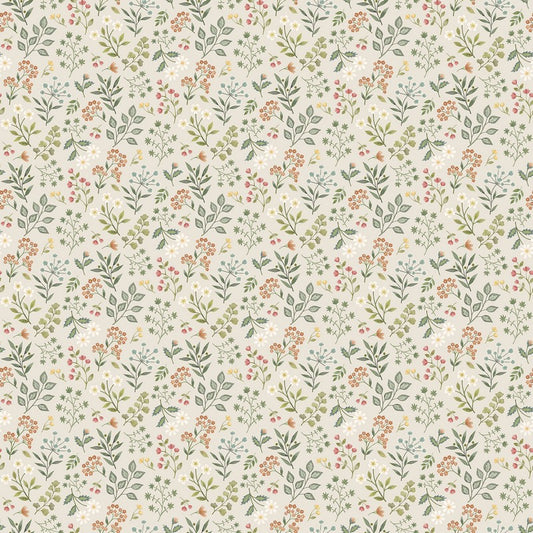 Woodland Heart - Floral in Beige Multi - Deborah Edwards & Kathryn Christenson - Northcott (Pre-order: Jan 2026)