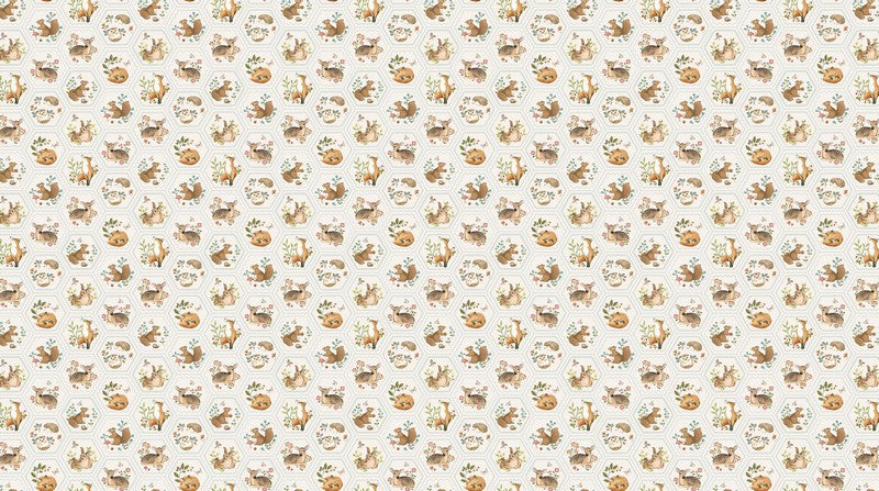 Woodland Heart - Hexie in Cream Multi - Deborah Edwards & Kathryn Christenson - Northcott (Pre-order: Jan 2026)