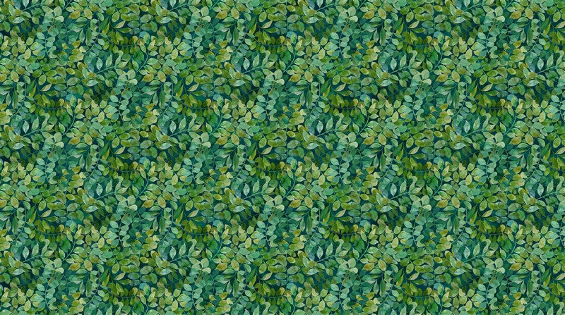 Luscious - Packed Leaves in Teal Multi - Northcott (Pre-order: Feb 2026)