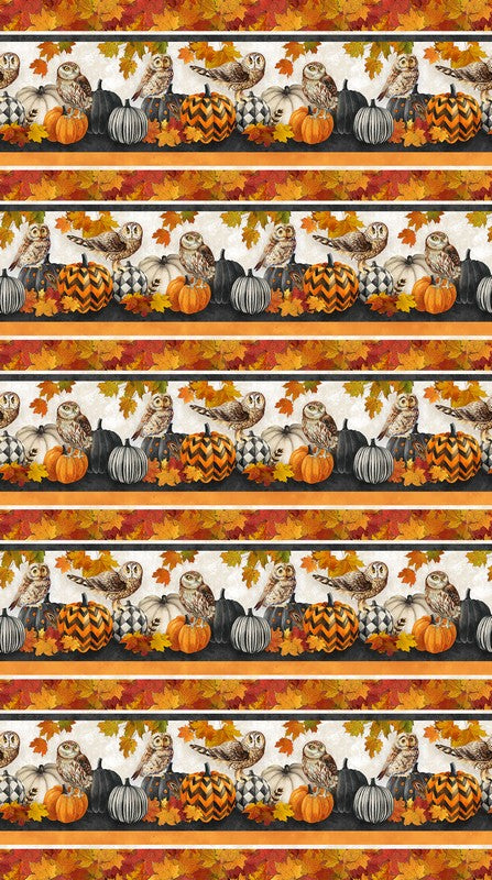 Night Owl - Border Stripe in Charcoal - Deborah Edwards - Northcott (Pre-order: June 2026)